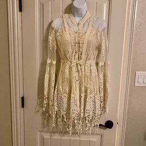 Cream embroidered cardigan